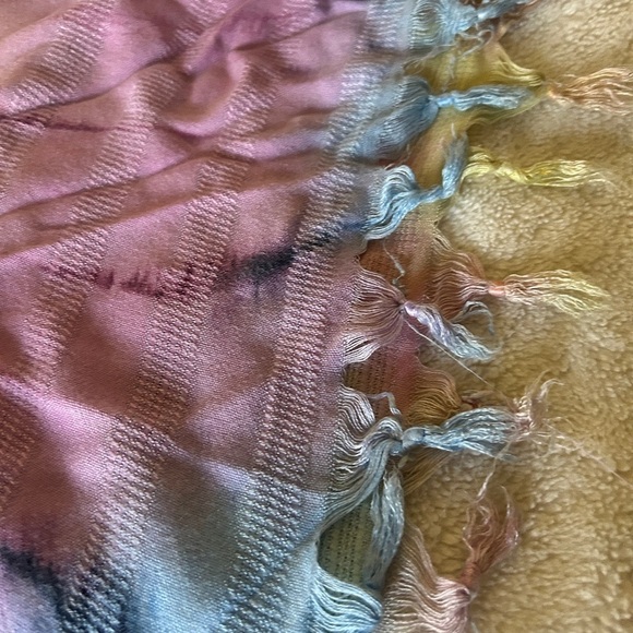 EUC Tie-Dye Pastel Turkish towel, shawl, pashmina.  Pink blue yellow swirl - Picture 3 of 8
